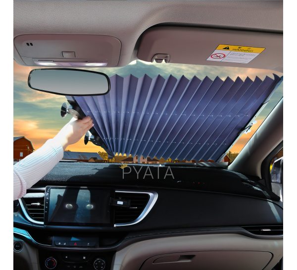Солнцезащитные шторка-жалюзи на присосках на лобовое стекло в машину 130х65 см (205)