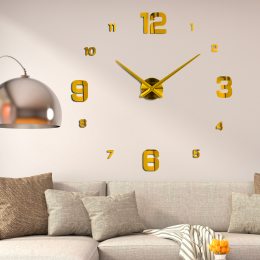 Настінний самоклеючий кварцовий 3д годинник з арабськими цифрами ZH005 DIY Clock Золоті
