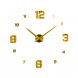 Настенные самоклеющиеся кварцевые 3д часы с арабскими цифрами ZH005 DIY Clock Золотые