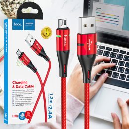 Зарядный плетенный кабель для зарядки телефона HOCO U93 Shadow USB-Type-C Красный (206)