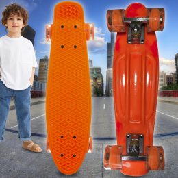 Детский пенниборд-скейт с PU светящимися колесами Оранжевый 