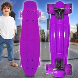 Детский пенниборд-скейт с PU светящимися колесами Розовый