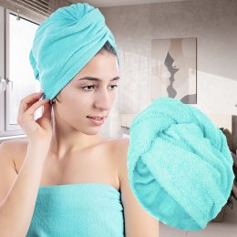 Полотенце-тюрбан для сушки волос полотенце для головы Бирюзовое 