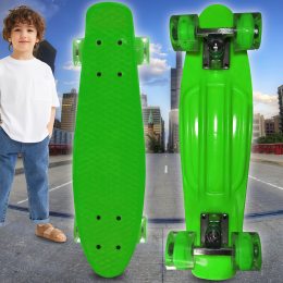 Детский пенниборд-скейт с PU светящимися колесами Зеленый