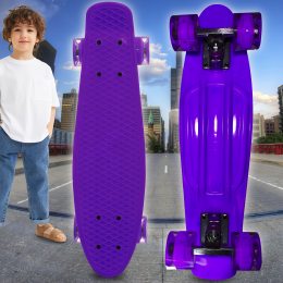 Детский пенниборд-скейт с PU светящимися колесами Фиолетовый