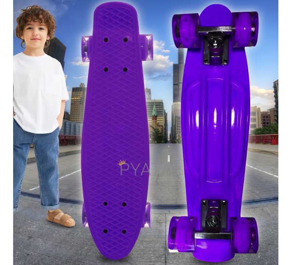 Дитячий пенніборд-скейт з PU колесами, що світяться Фіолетовий