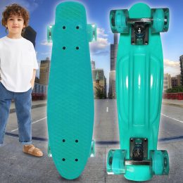 Детский пенниборд-скейт с PU светящимися колесами Голубой