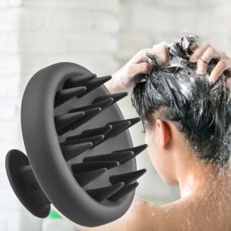 Масажер DragonTeeth для миття голови із силіконовими зубцями для шкіри голови (HA-354)  чорний