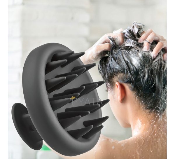 Массажер DragonTeeth для мытья головы с силиконовыми зубцами для кожи головы (HA-354) черный