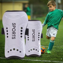 Защитные детские футбольные щитки резинка на липучке 17см Белые