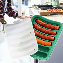 Силіконова форма для приготування та запікання сосисок та ковбасок-кебабів Темно-зелена