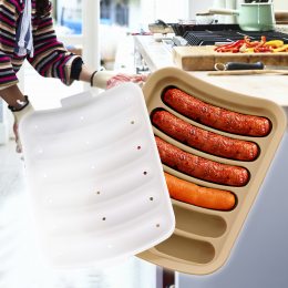 Силіконова форма для приготування та запікання сосисок та ковбасок-кебабів Бежева