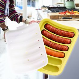 Силіконова форма для приготування та запікання сосисок та ковбасок-кебабів Жовта