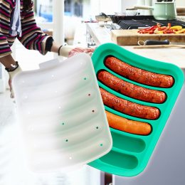 Силіконова форма для приготування та запікання сосисок та ковбасок-кебабів Бірюзова