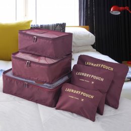 УЦЕНКА! Набор дорожных сумок-органайзеров для путешествий 6в1  Laundry Pouch Бордовый (205)
