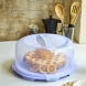 Кругла тортівниця-контейнер із кришкою для зберігання торта та продуктів Фіолетова