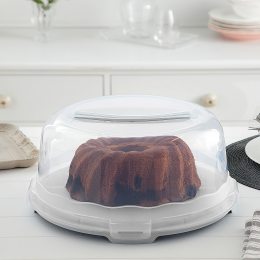 Кругла тортівниця-контейнер із кришкою для зберігання торта та продуктів Біла