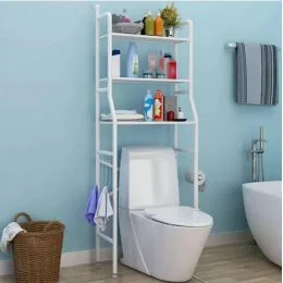 Стелаж для зберігання напольний над унітазом, регульований по висоті Toilet Rack на 3 яруси Білий