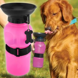 Дорожная прогулочная бутылка-поилка для собак «Aqua Dog» DOG BOTTLE Розовая