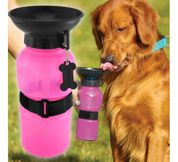 Дорожная прогулочная бутылка-поилка для собак «Aqua Dog» DOG BOTTLE Розовая