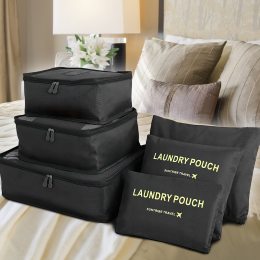 Набір дорожніх сумок-органайзерів для подорожей 6в1 Laundry Pouch Чорний (205)