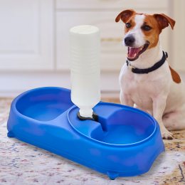 Пластикова подвійна миска для собак і кішок з напувалкою Pet Feeder Синя (509)