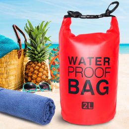 Водонепроницаемая герметичная сумка-мешок для вещей с лямкой через плечо Water Proof Bag 2л Красная