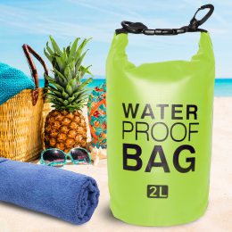 Водонепроницаемая герметичная сумка-мешок для вещей с лямкой через плечо Water Proof Bag 2л Зеленая