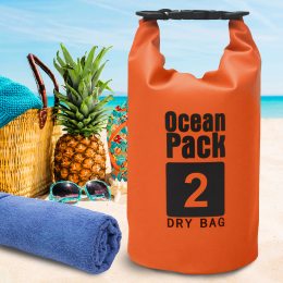 Водонепроницаемая герметичная сумка-мешок для вещей с лямкой через плечо Ocen Pack 2л Оранжевая