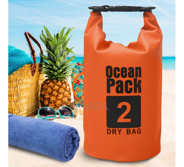 Водонепроницаемая герметичная сумка-мешок для вещей с лямкой через плечо Ocen Pack 2л Оранжевая