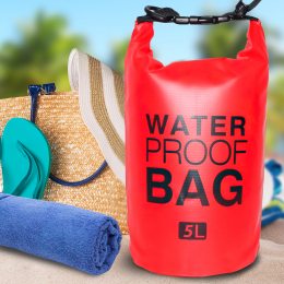 Водонепроницаемая герметичная сумка-мешок для вещей с лямкой через плечо Water Proof Bag 5л Красная