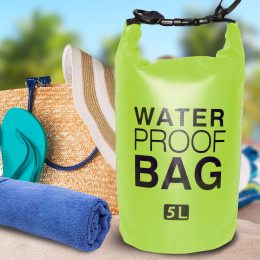 Водонепроницаемая герметичная сумка-мешок для вещей с лямкой через плечо Water Proof Bag 5л Зеленая