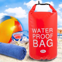 Водонепроницаемая герметичная сумка-мешок для вещей с лямкой через плечо Water Proof Bag 15л Красная