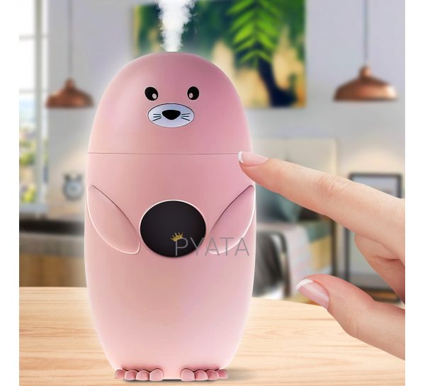 Настольный увлажнитель воздуха-аромадиффузор с подсветкой Seals-Shape "Морской котик" Розовый (237)