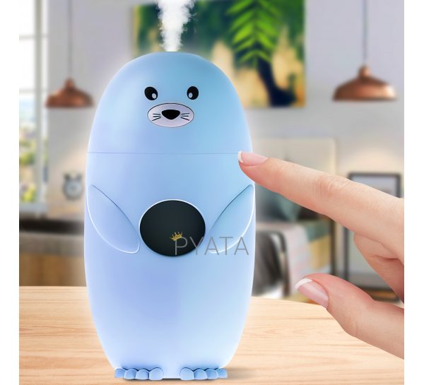 Настольный увлажнитель воздуха-аромадиффузор с подсветкой Seals-Shape "Морской котик" Голубой (237)