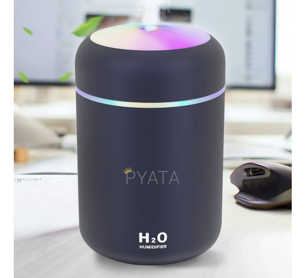 Ультразвуковий USB зволожувач повітря з RGB підсвічуванням H2O DQ-107 300мл Чорний (237)