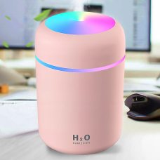 Ультразвуковий USB зволожувач повітря з RGB підсвічуванням H2O DQ-107 300мл Рожевий (237)