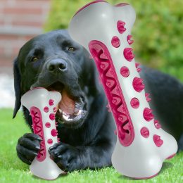 Гумова кісточка для чищення зубів собак Tooth Brush Dog Рожева (205)