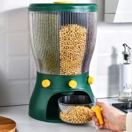 Многофункциональный диспенсер-органайзер для сыпучих продуктов вращающийся с дозатором 4в1 ​Shape Glass Grain Storage Box (212)