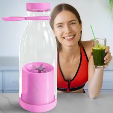 Портативний переносний блендер-пляшка пляшка для соку та смузі Mini Juicer 420 мл Рожевий (В)