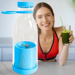 Портативный переносный блендер-бутылка бутылка для сока и смузи Mini Juicer 420 мл Голубая (205)