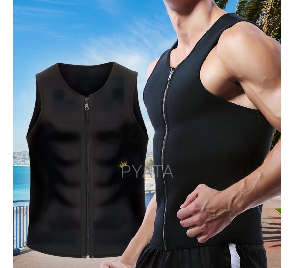 Чоловіча моделююча майка-жилет для бігу та тренувань з парниковим ефектом для схуднення на блискавці Zipper Vest L (205) (B)
