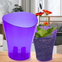 Прозорий вазон-склянка для квітів "Ніка" 13х13,5см Фіолетовий (2469)