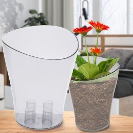 Прозорий вазон-склянка для квітів "Ніка" 13х13,5см Білий (2469)