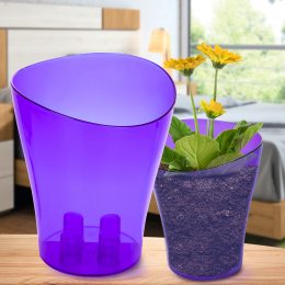 Прозрачный вазон-стакан для цветов "Ника" 16х19см Фиолетовый (2469)