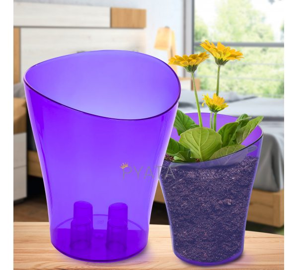Прозорий вазон-склянка для квітів "Ніка" 16х19см Фіолетовий (2469)