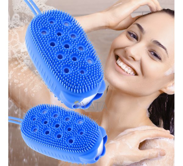 Багатофункціональна силіконова масажна мочалка-масажер для душу та ванної Bubble Bath Brush Синій