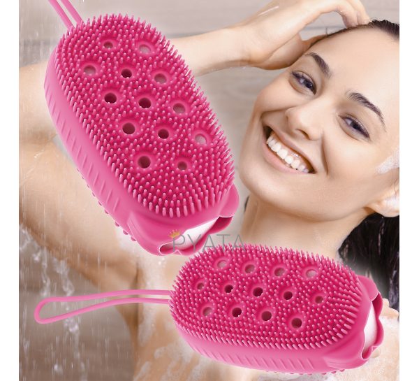 Багатофункціональна силіконова масажна мочалка-масажер для душу та ванної Bubble Bath Brush Рожевий
