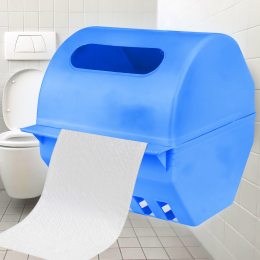 Настенный пластиковый держатель для туалетной бумаги с крышкой Синий (DRK)
