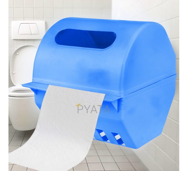 Настінний пластиковий утримувач для туалетного паперу із кришкою Синій (DRK)